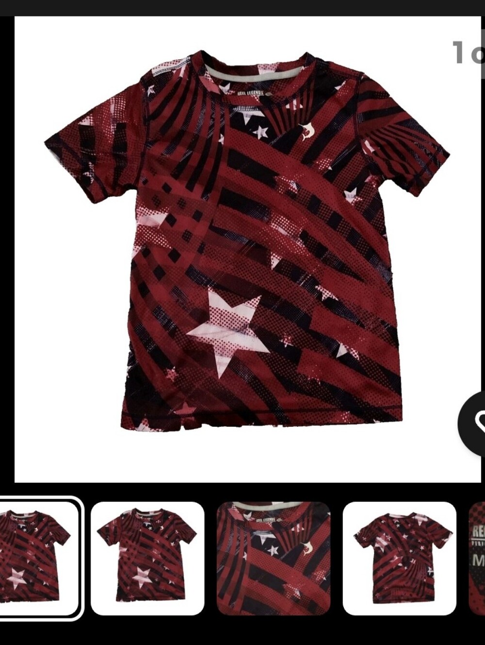 Reel Legends Performance Red Blue Star Shirt 6L Boys Reel Tec